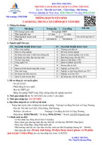 TH&Ocirc;NG B&Aacute;O TUYỂN SINH CAO ĐẲNG, TRUNG CẤP NĂM 2022